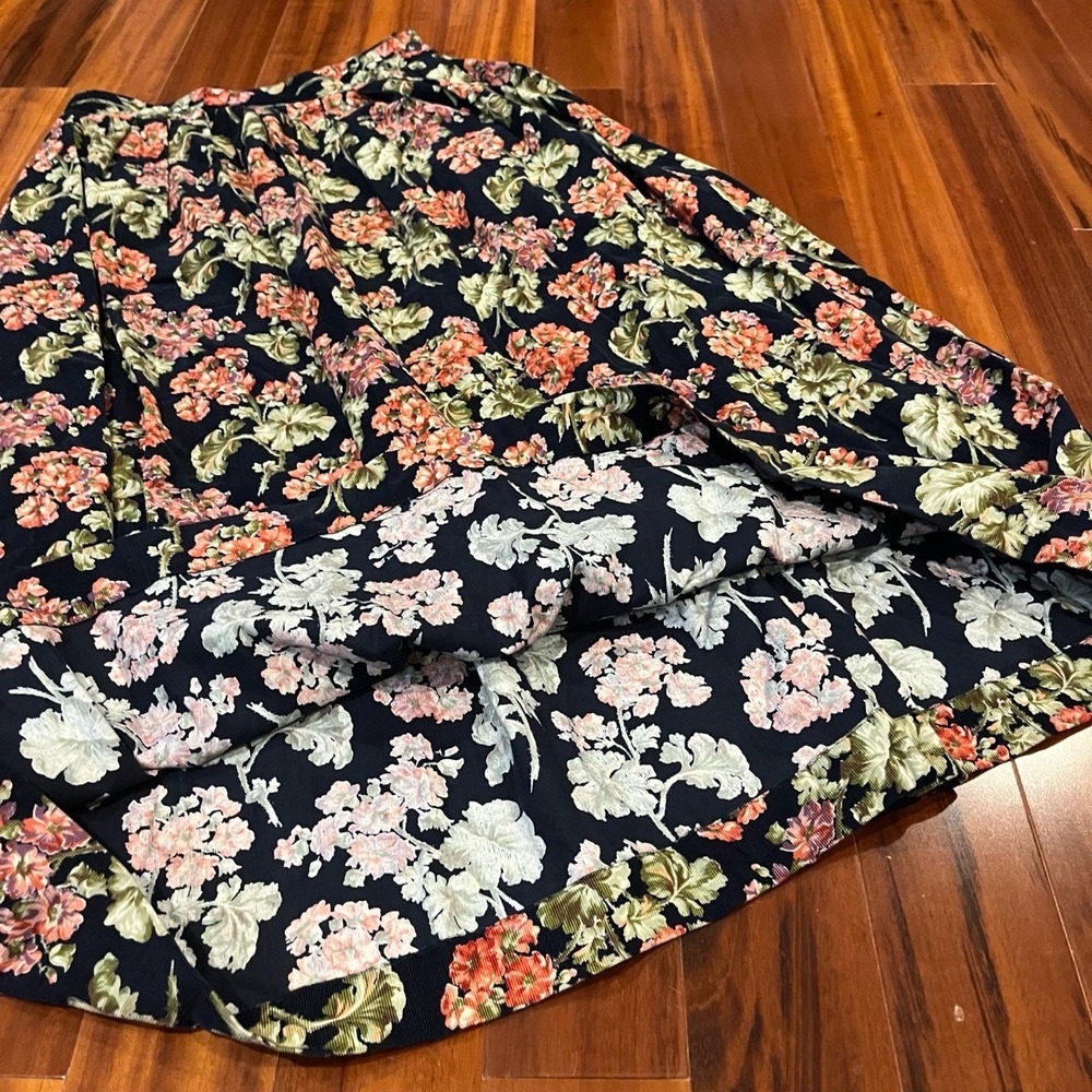 Vintage Herman Geist Floral Print Corduroy Skirt A-line Long Midi Size 12 - Picture 5 of 8